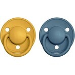 BIBS De Lux mustard/petrol silicone soothers 1×2 pcs, one size