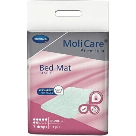 MOLICARE PREMIUM TEXTIL BED MAT 7KV. 85X90CM 1×1pc, textiel onderlegger