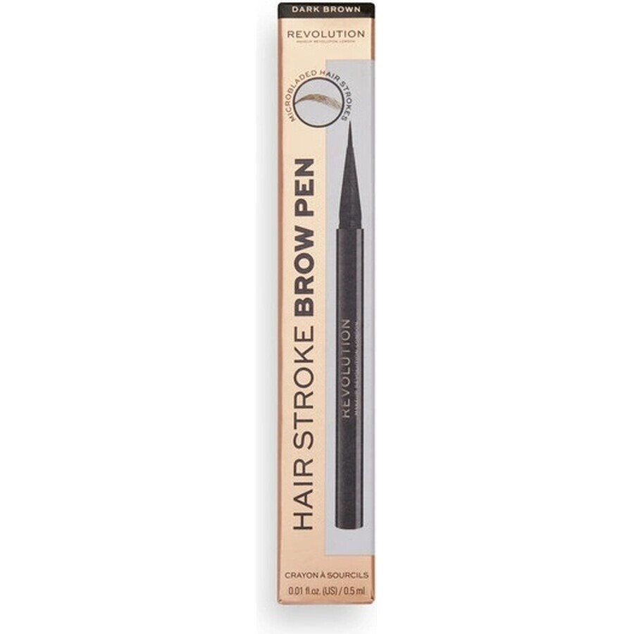 Revolution, Hair Stroke Brow Pen Marrone Scuro 1×0,50 ml, matita per sopracciglia