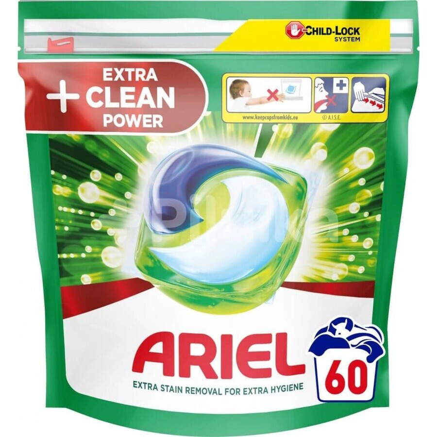 Ariel All-in-1 PODS All-in-1 PODS Extra Clean, Cápsulas de gel lavavajillas, 60 Cápsulas de gel lavavajillas 1×60 unidades, Cápsulas de gel lavavajillas