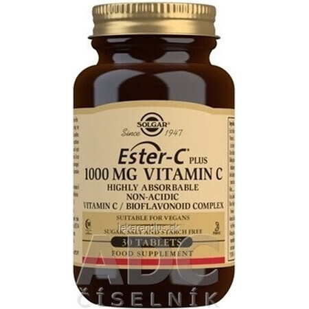 Solgar Ester-C plus 1000 mg vitamina C no ácida con complejo bioflavonoide 30 cápsulas 1×30 tbl, complemento alimenticio