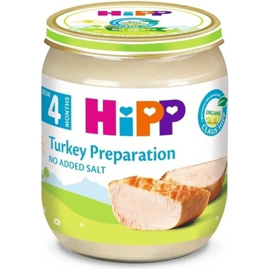 HiPP Organic purée de dinde 1×125 g, apéritif à base de viande pour enfants