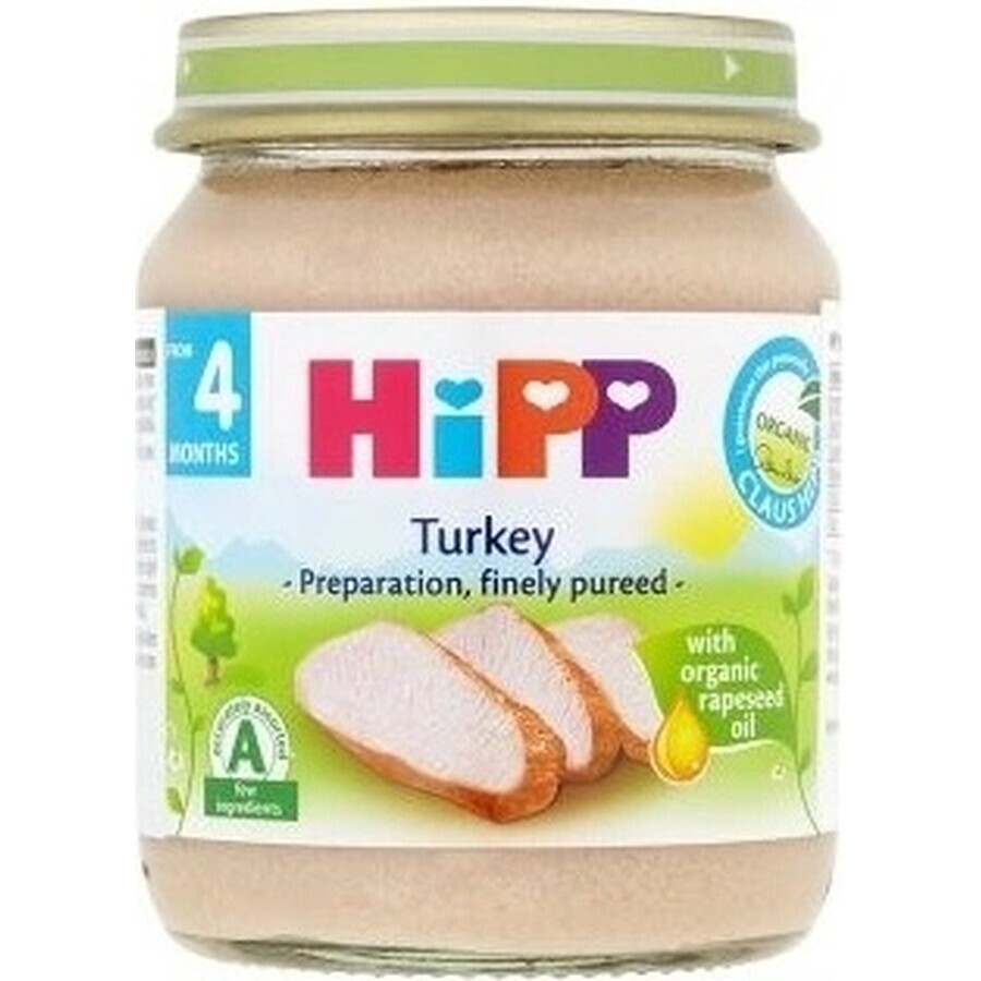 HiPP Organic purée de dinde 1×125 g, apéritif à base de viande pour enfants