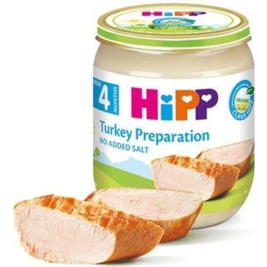 HiPP Organic purée de dinde 1×125 g, apéritif à base de viande pour enfants