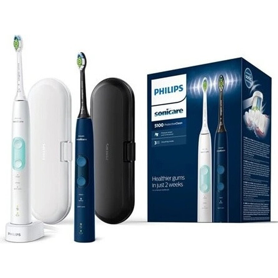 Philips Sonicare 5100 HX6851/34 1+1 1×1 set, sonische tandenborstel 2 stuks