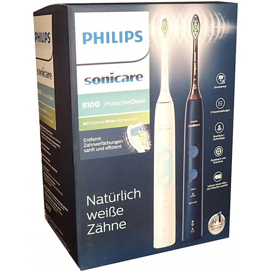 Philips Sonicare 5100 HX6851/34 1+1 1×1 set, sonische tandenborstel 2 stuks