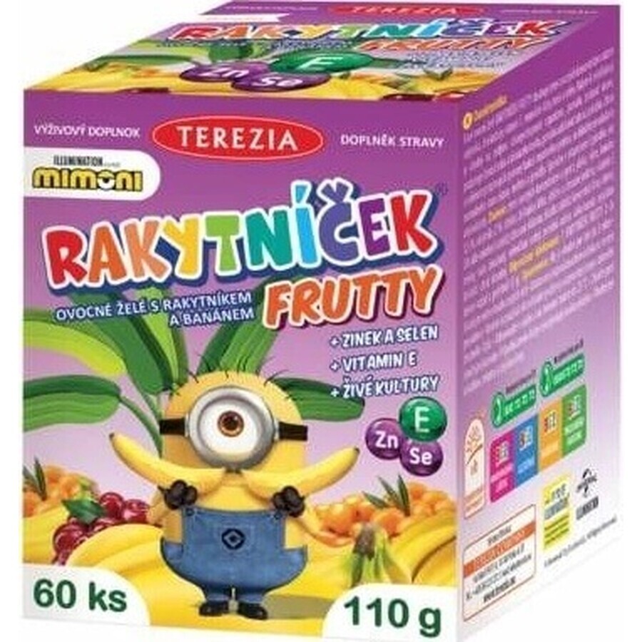 TEREZIA RAKYTNÍČEK FRUTTY vruchtengelei met duindoorn en bananen, MIMONI 1×60 stuks, voedingssupplement