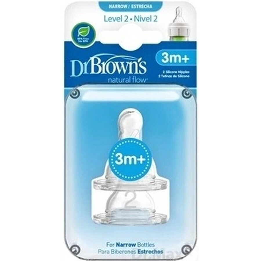 Dr. BROWN'S OPTIONS+ NIVEAU 2 1×2, étroite, tétines en silicone 3m+.