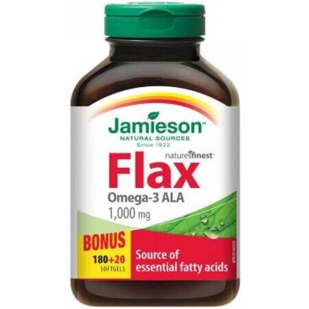 JAMIESON FLAX OMEGA-3 OMEGA-3 1000 mg OLIO DI FLAX 1×200 cps, integratore alimentare