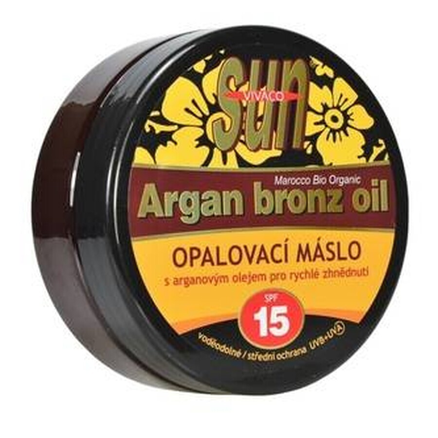 VIVACO SUN ARGAN BRONZE SPF15 Arganolie Zonnebrandcrème Boter 1×200 ml, waterproof