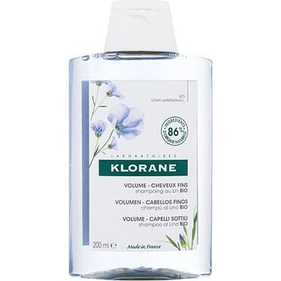 KLORANE Organic Flax Shampoo 1×200ml, shampoo voor fijn haar zonder volume