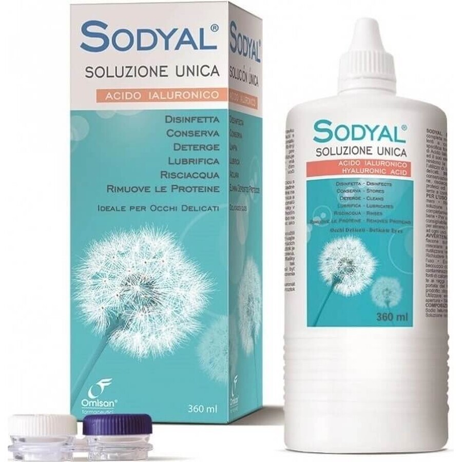 OMISAN Sodyal Unica Soluzione per lenti a contatto 1×360 ml per tutti i tipi di lenti a contatto