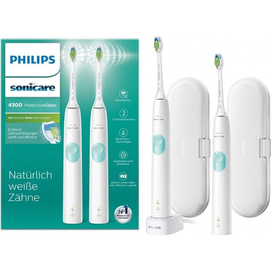 Philips Sonicare 4300 HX6807/35 1+1 1×1 set, sonische tandenborstel 2 stuks