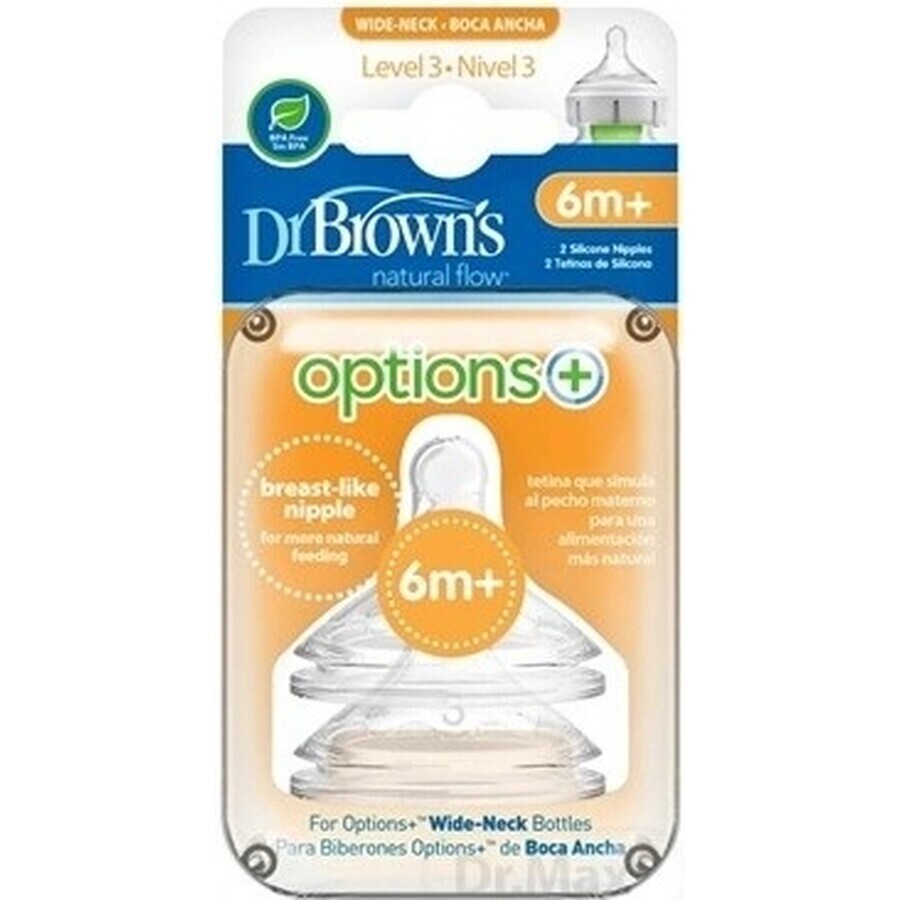 Dr. BROWN'S OPTIONS+ LEVEL 3 1×2, col large, silicone, 6M+.