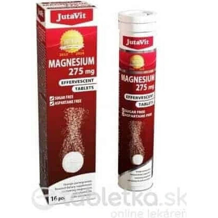 JutaVit Magnesium 275 mg + vitamine B6 bruistabletten met sinaasappel- en granaatappelsmaak 1x16 stuks