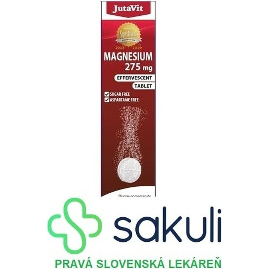 JutaVit Magnesium 275 mg + vitamine B6 bruistabletten met sinaasappel- en granaatappelsmaak 1x16 stuks