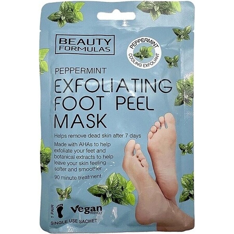 Beauty Formulas Exfoliating foot mask with peppermint 1×1 pc, foot mask