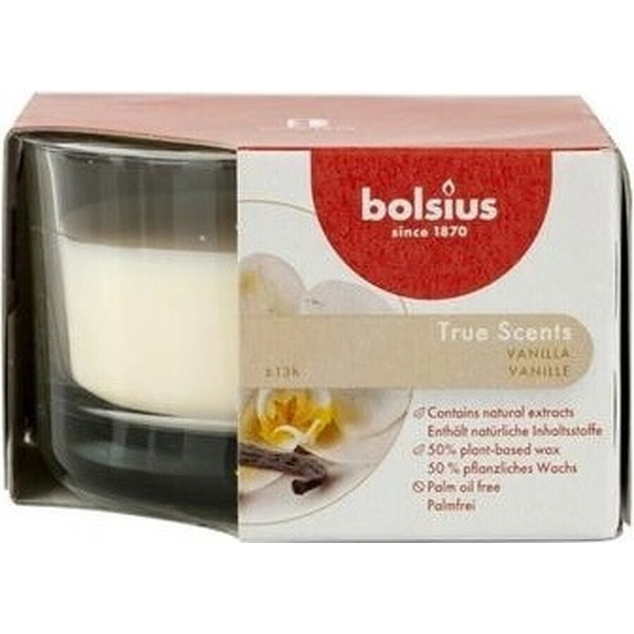 Bolsius Aromatic 2.0 Glazen Fles 80x50mm Vanille, geurkaars 1×1 st, geurkaars