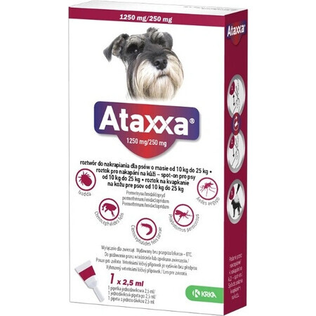 Ataxxa 1250 mg/250 mg (honden van 10 kg tot 25 kg) 1×2,5 ml, oplossing voor honden