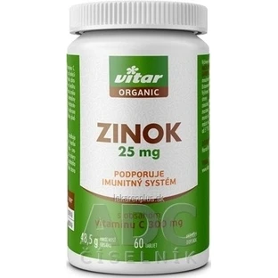 VITAR ORGANIC Zinc 25 mg 1×60 tbl, contiene vitamina C