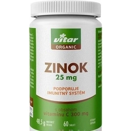 VITAR ORGANIC Zinc 25 mg 1×60 tbl, contiene vitamina C