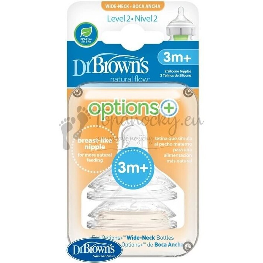 OPTIONS DU Dr BROWN+ NIVEAU 2 1×2, col large, silicone, 3M+.