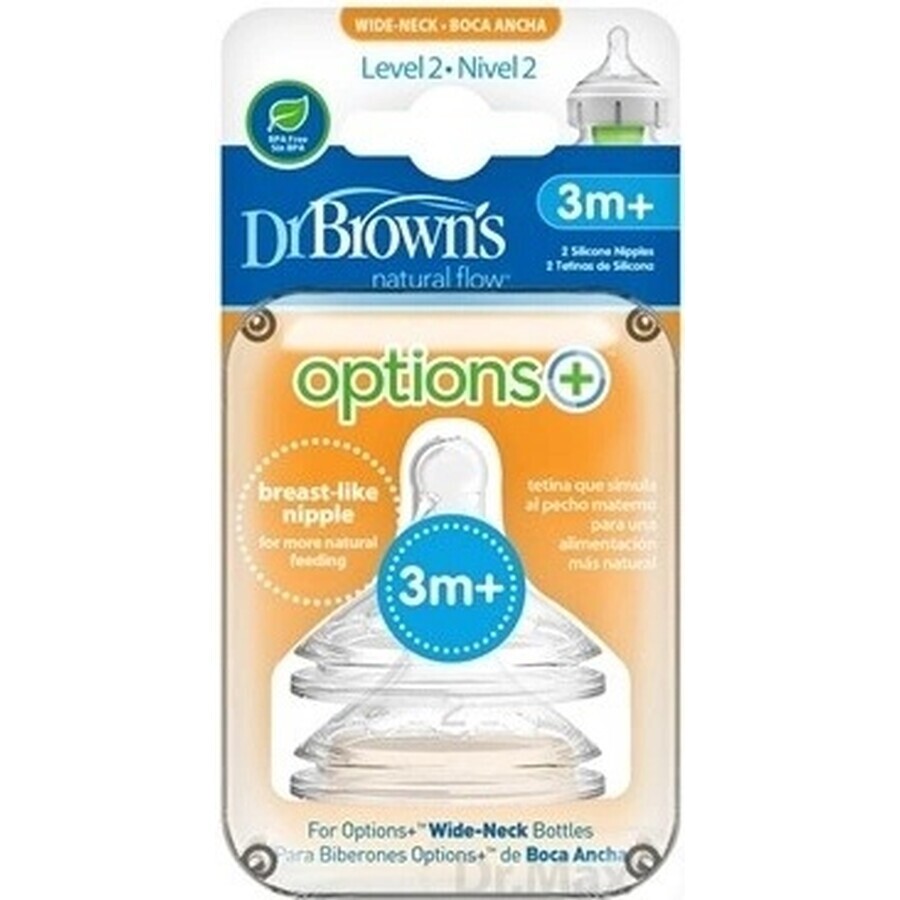 OPTIONS DU Dr BROWN+ NIVEAU 2 1×2, col large, silicone, 3M+.