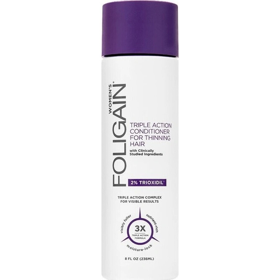 Foligain Triple Action Anti-Hair Loss Conditioner cu 2% Trioxidil pentru femei 236ml 1×236 ml, balsam împotriva căderii părului