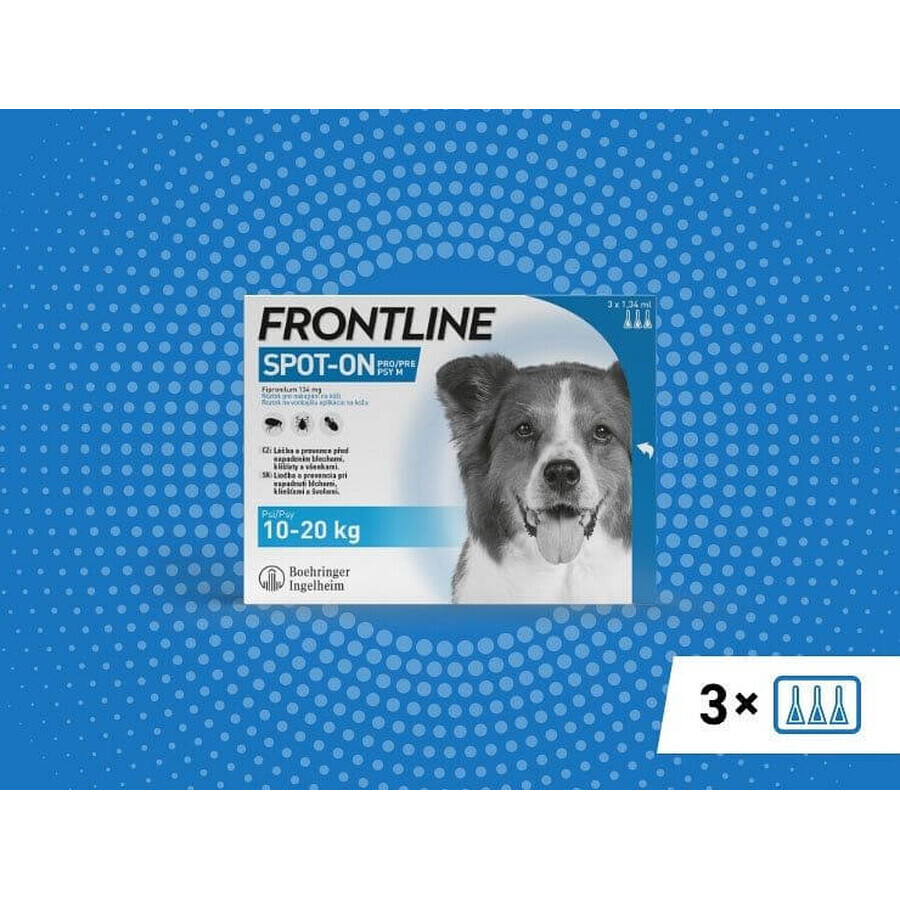 FRONTLINE spot-on for DOG M 3 x 1,34 ml 3x1,34 ml, oplossing voor honden