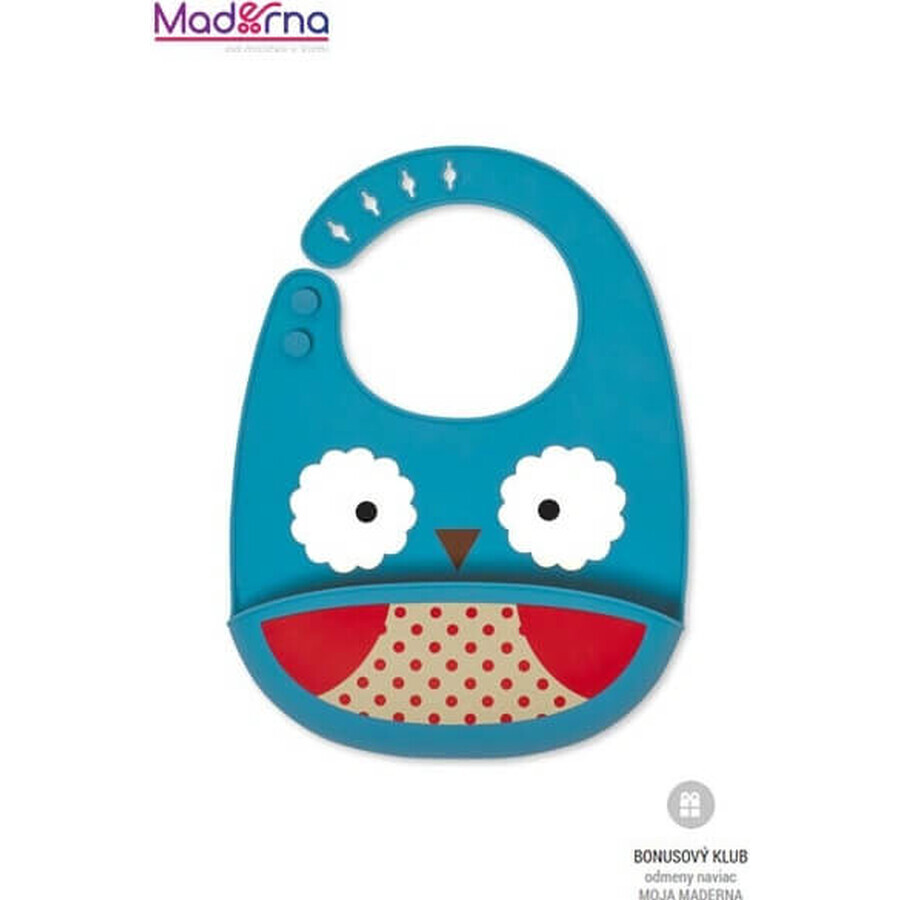 Zoo silicone bib owl owl 1×1 pc, silicone bib