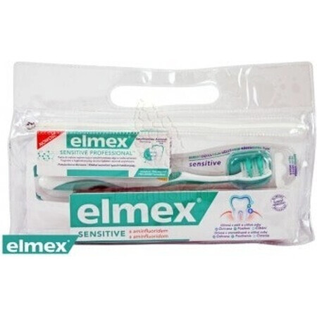 Elmex Sensitive set in travel bag 1×1 set, dentifrice 75 ml + dentifrice 20 ml + brosse à dents