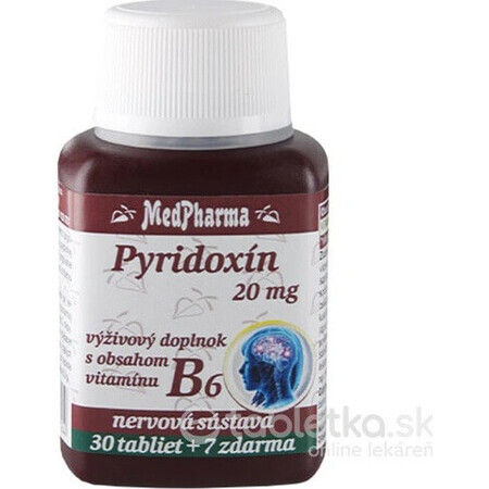 MedPharma PYRIDOXIN 20 mg (Vitamin B6) 1×37 tbl, 30+7 frei