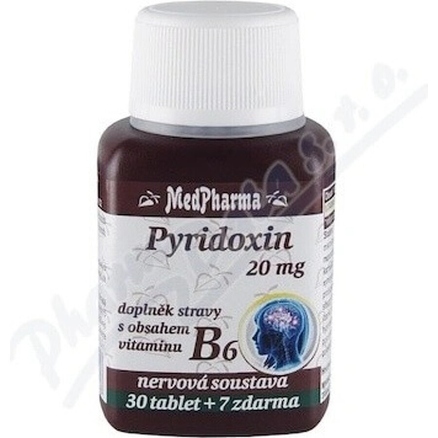 MedPharma PYRIDOXIN 20 mg (Vitamin B6) 1×37 tbl, 30+7 frei