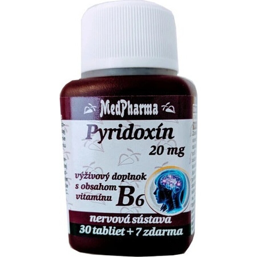 MedPharma PYRIDOXIN 20 mg (Vitamin B6) 1×37 tbl, 30+7 frei