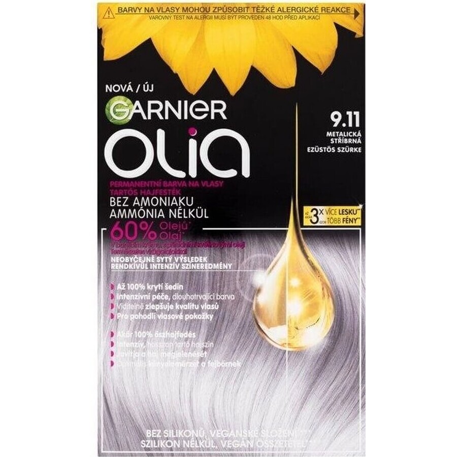 Garnier Olia permanente haarkleuring 9.11 zilver metallic 1×1 set, permanente haarkleuring