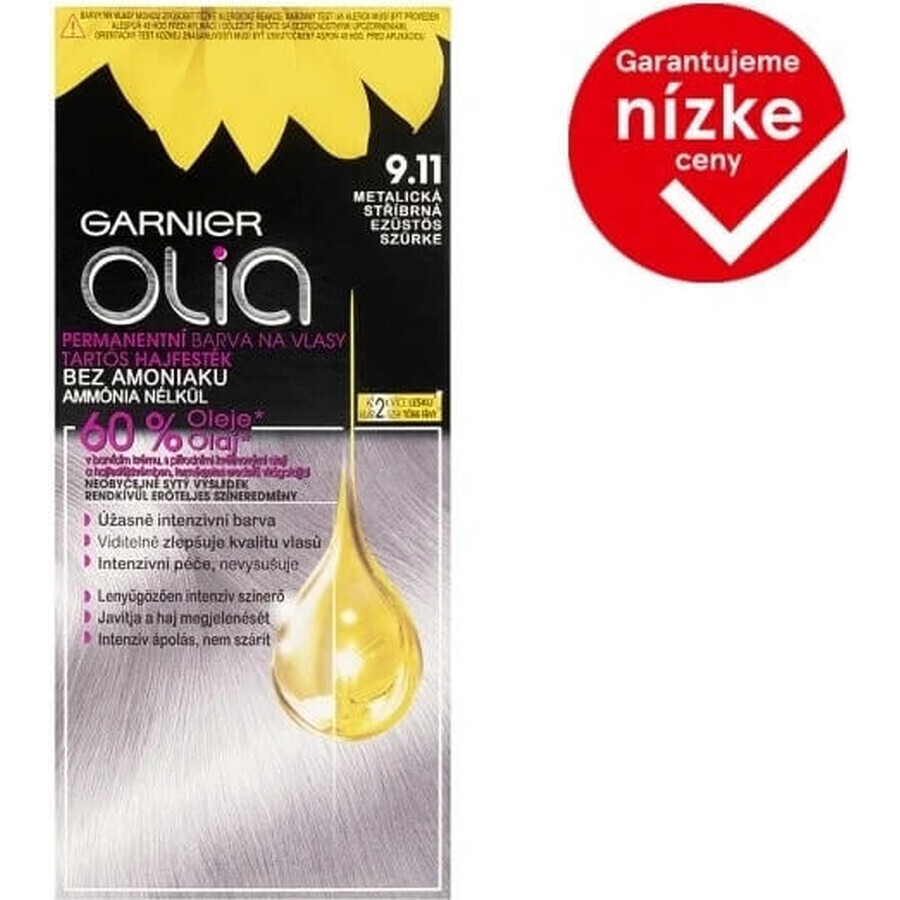 Garnier Olia permanente haarkleuring 9.11 zilver metallic 1×1 set, permanente haarkleuring