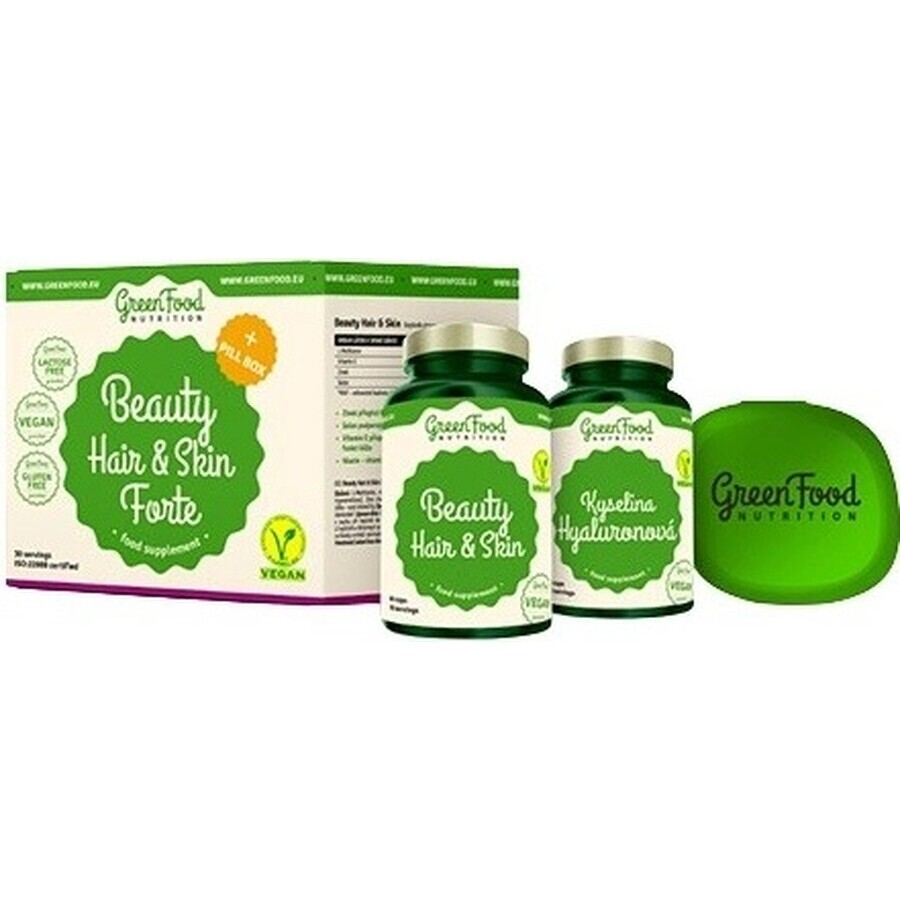 GreenFood Nutrition BEAUTY HAIR&SKIN Forte+Pillbox 1×1set