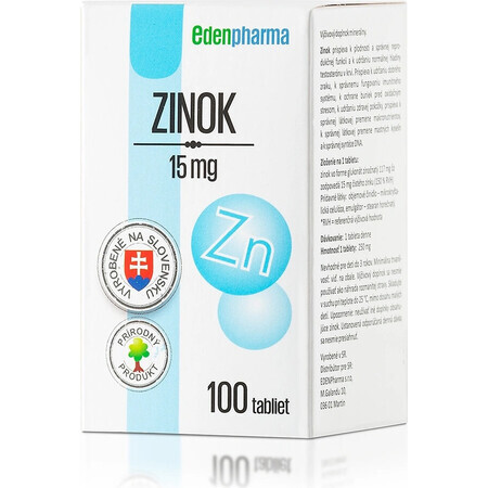 EDENPharma ZINOK 15 mg 1×100 tbl, integratore alimentare