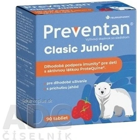 Neuraxpharm Preventan Clasic Junior, strawberry flavor, 90 tbl 1×90 tbl, food supplement