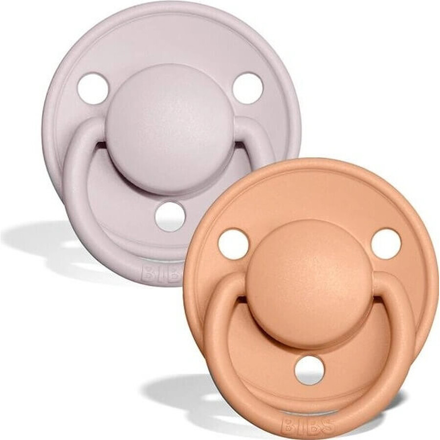 Chupetes de caucho natural BIBS De Lux 2 unidades 1×1 - talla 1, rosa ciruela/melocotón