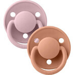 Chupetes de caucho natural BIBS De Lux 2 unidades 1×1 - talla 1, rosa ciruela/melocotón