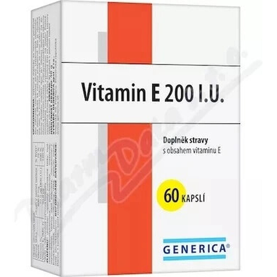 GENERICA Vitamine E 200 U.I. 1×60 cps, voedingssupplement