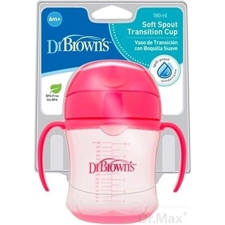 Dr.Brown's Soft Mug 180 ml Da 6 mesi rosa 1×1 pz, tazza rosa, 6m+