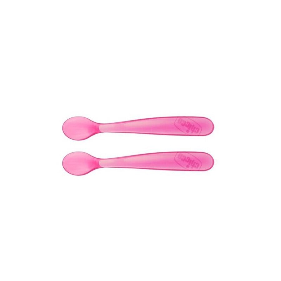 CHICCO Siliconenlepel 2 stuks roze 6m+ 1×1 stuks, 2 stuks roze 6m+ 1×1 stuks, zacht voor baby's tandvlees