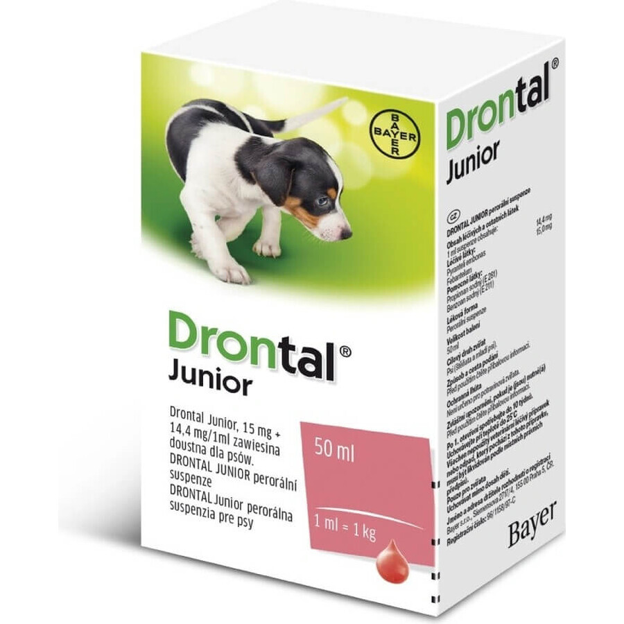 Drontal Junior 1×50 ml, orale suspensie voor honden