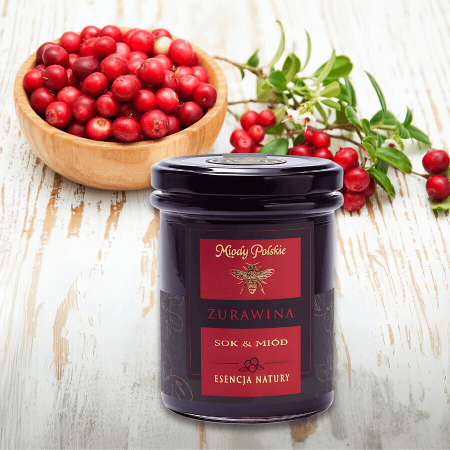 Miody Polskie Zumo y miel, arándano rojo, 250 g