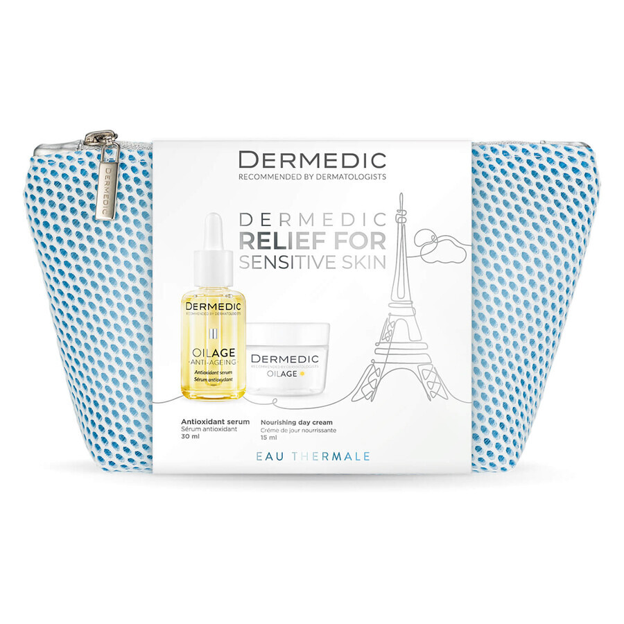 Dermedic Oilage Set, antioxidant serum, sensitive skin with signs of aging, 30 ml + nourishing day cream to restore skin density, 15 ml