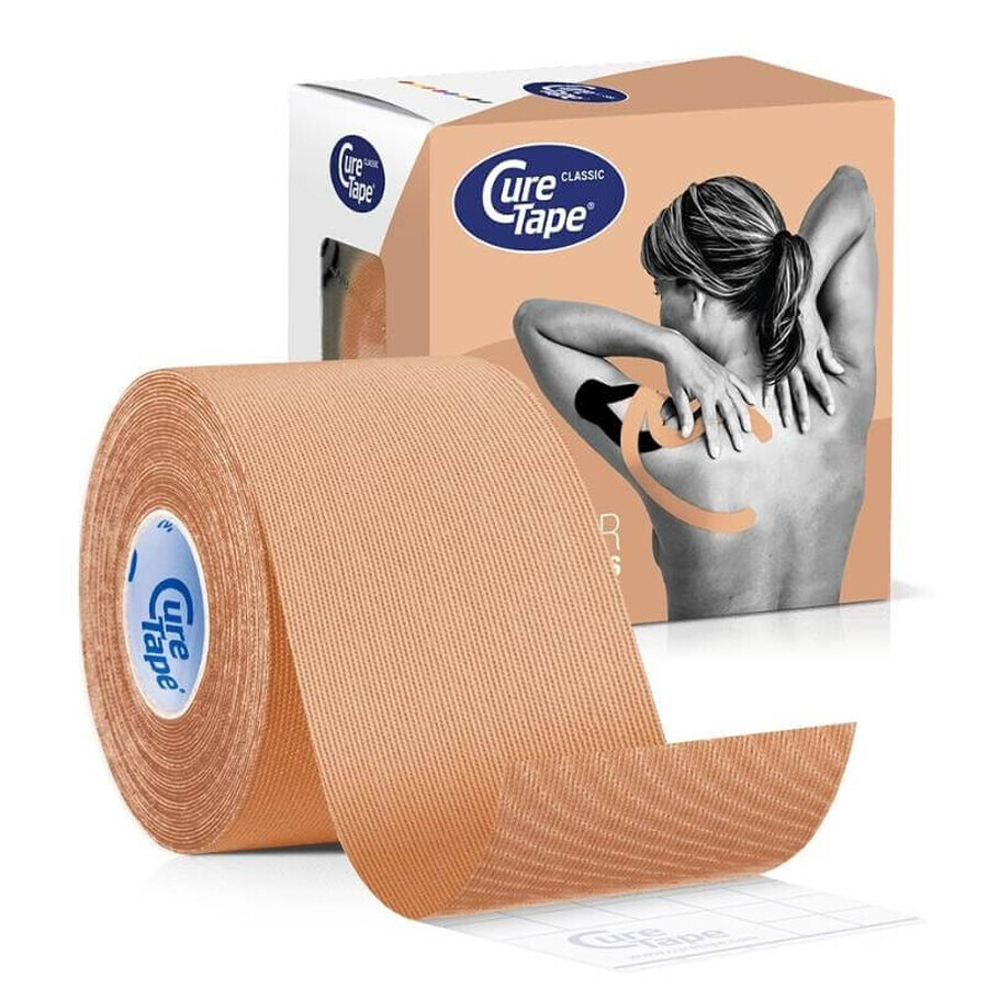 CureTape Classic, cinta kinesiológica, beige, 5 cm x 5 m, 1 ud.