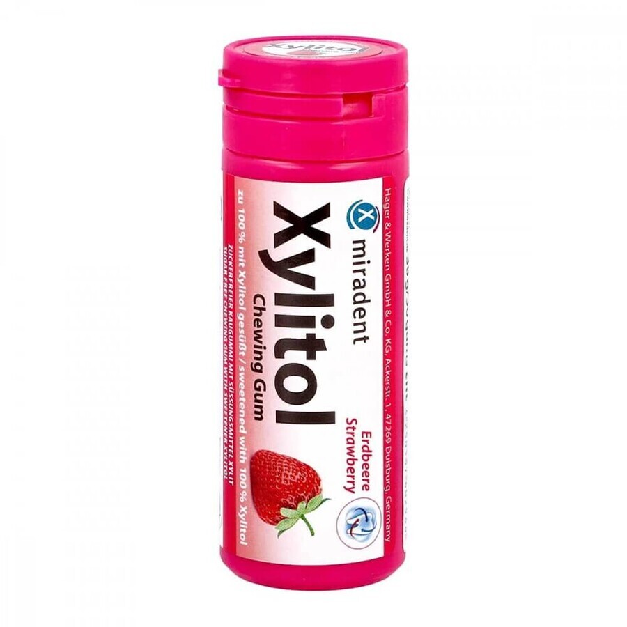 Miradent Xylitol, chewing gum with xylitol for children, strawberry flavor, 30 pieces