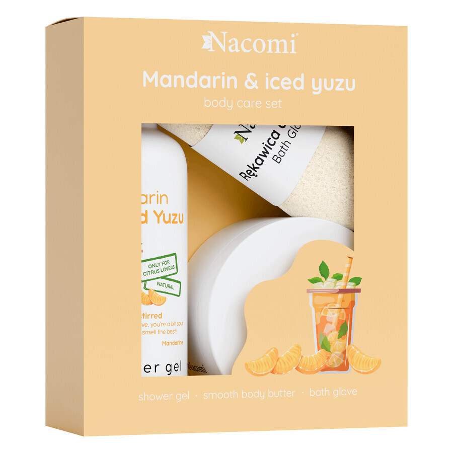 Set Nacomi Mandarin & Iced Yuzu, douchegel 300 ml + body butter 100 ml + badwant